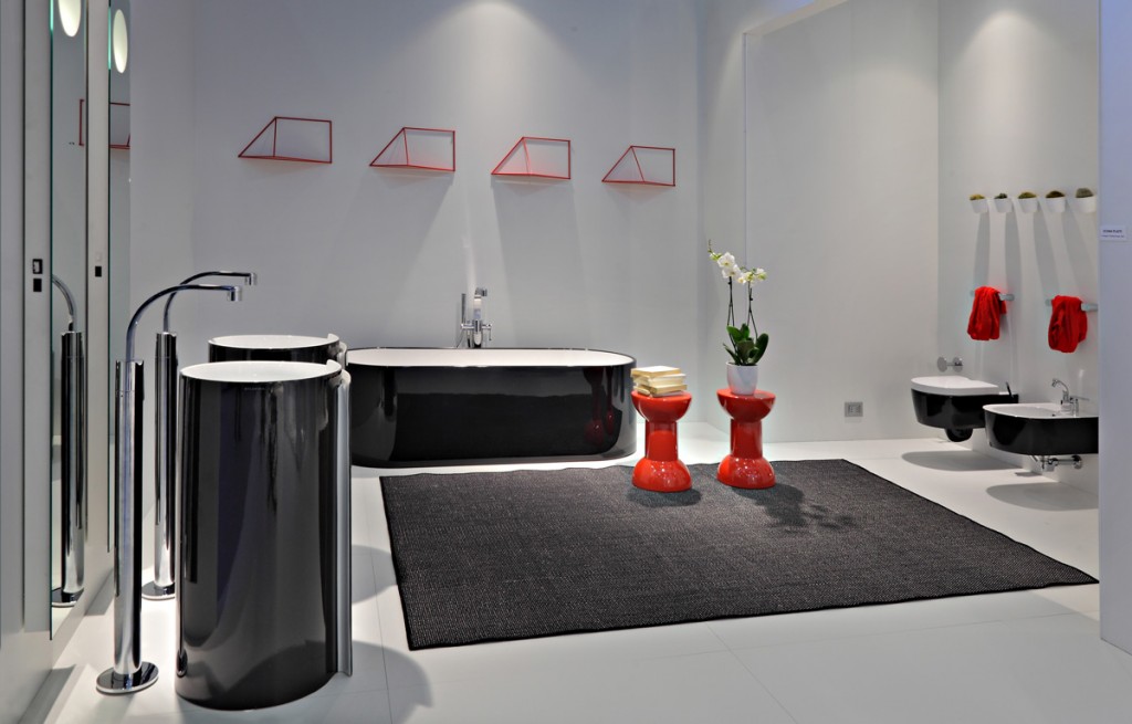 white and black bathroom