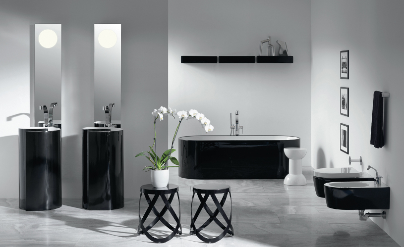 white and black bathroom